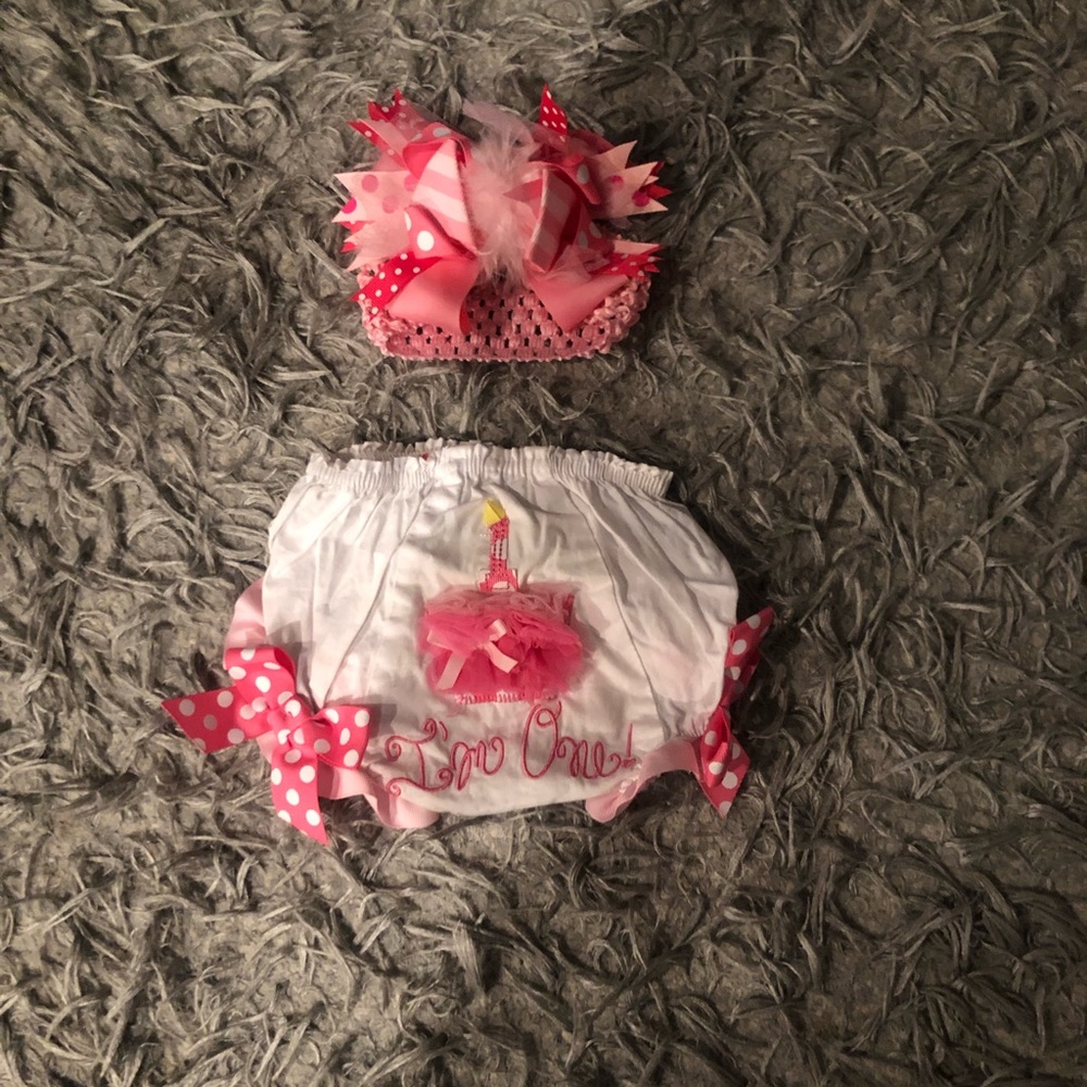 MudPie bloomers and Matching headband for 1st bday